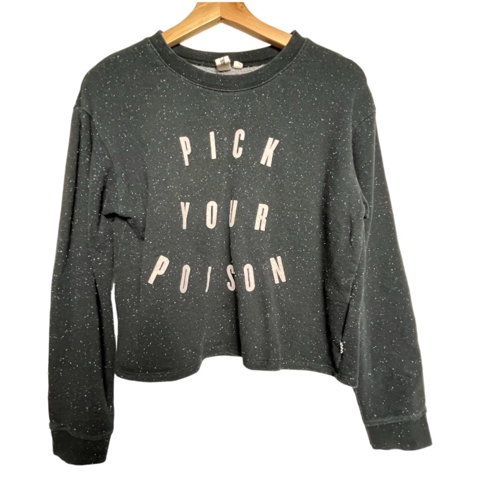 Vans Crew Neck Cropped Sweatshirt Dark Gray W/ White Specs Size XS